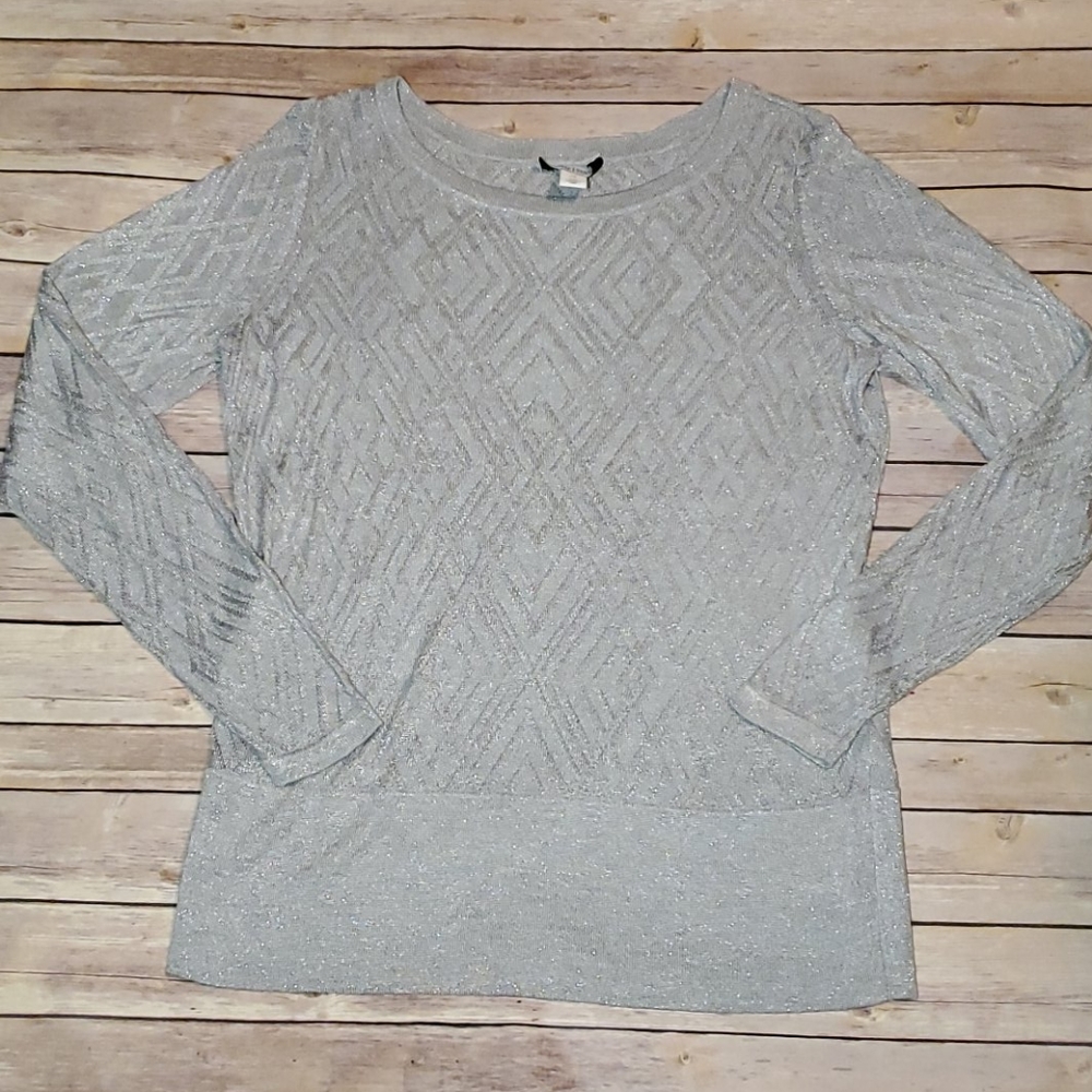 WHBM Shimmery Silver Lightweight Sweater
